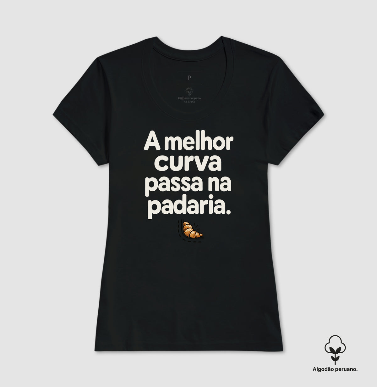 Camiseta Algodão Peruano - Curva da Padaria, Feminino, Preta