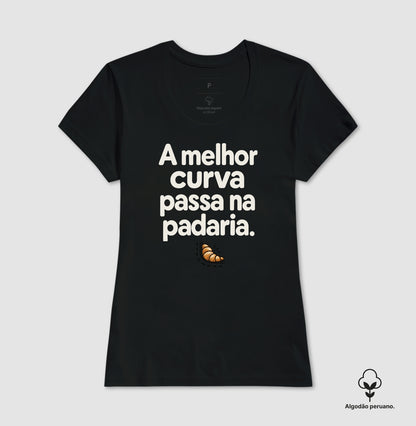 Camiseta Algodão Peruano - Curva da Padaria, Feminino, Preta