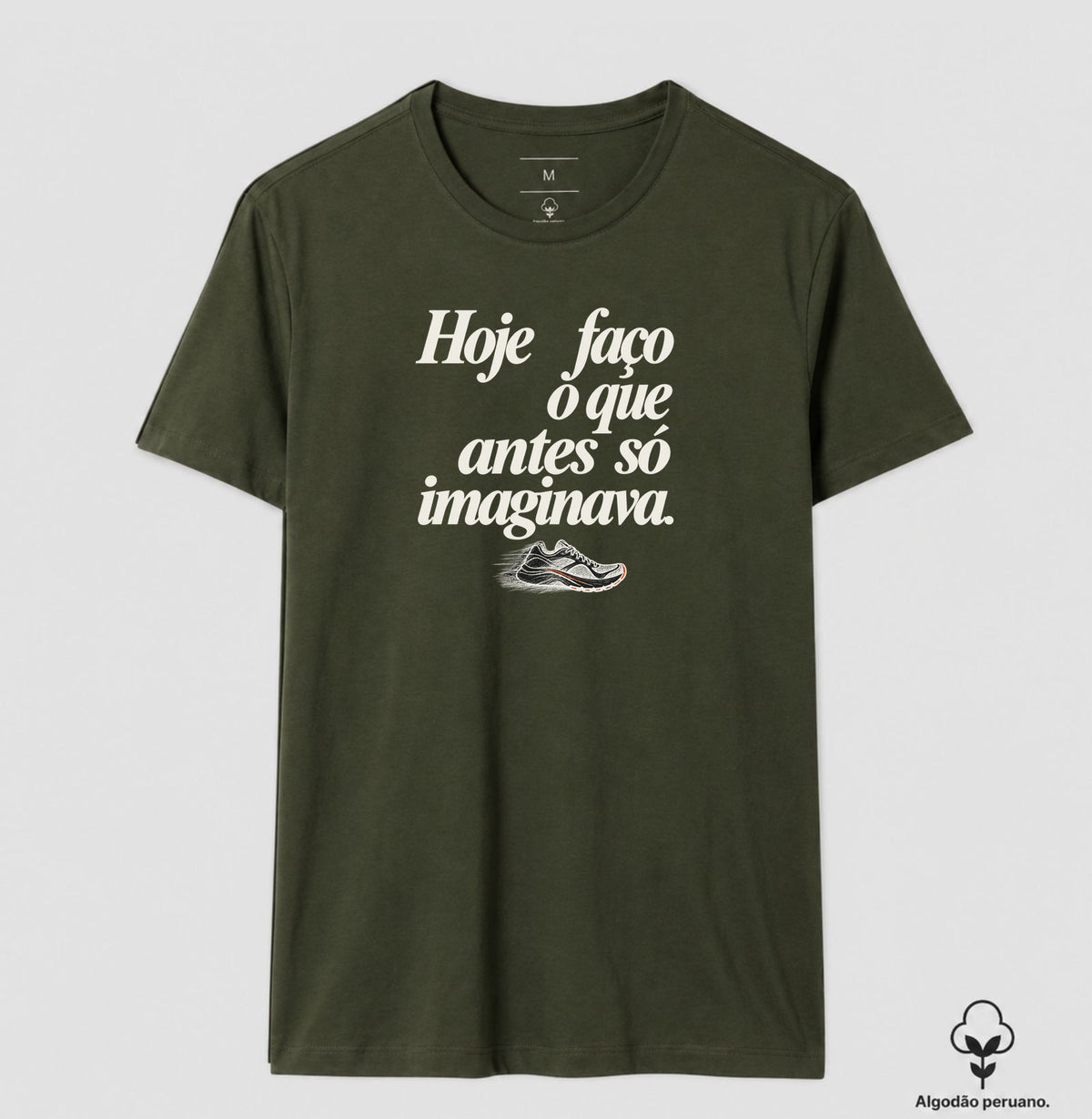 Camiseta Algodão Peruano - Passo que Antes Faltava, Masculino, Verde Musgo