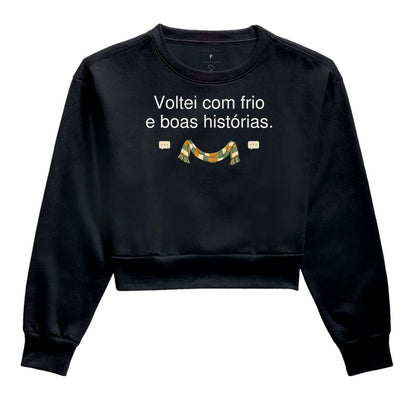 Cropped Moletom - Frio e Histórias, Preta