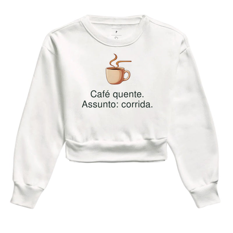 Moletom Cropped - Assunto Quente, Branca