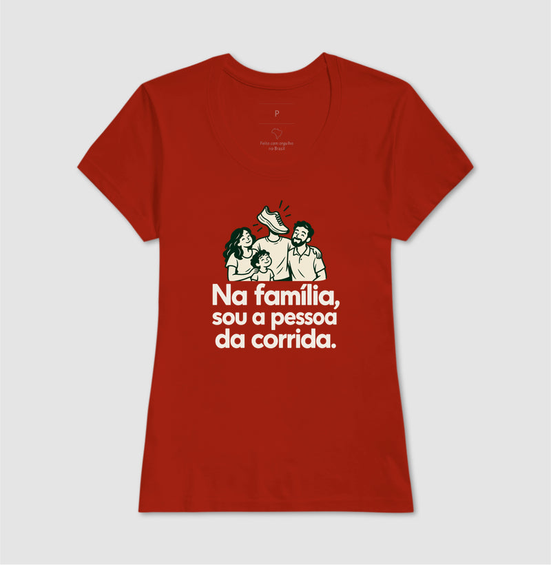 Camiseta Unissex - Sobrenome Corrida, Feminino, Vermelho