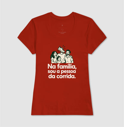 Camiseta Unissex - Sobrenome Corrida, Feminino, Vermelho