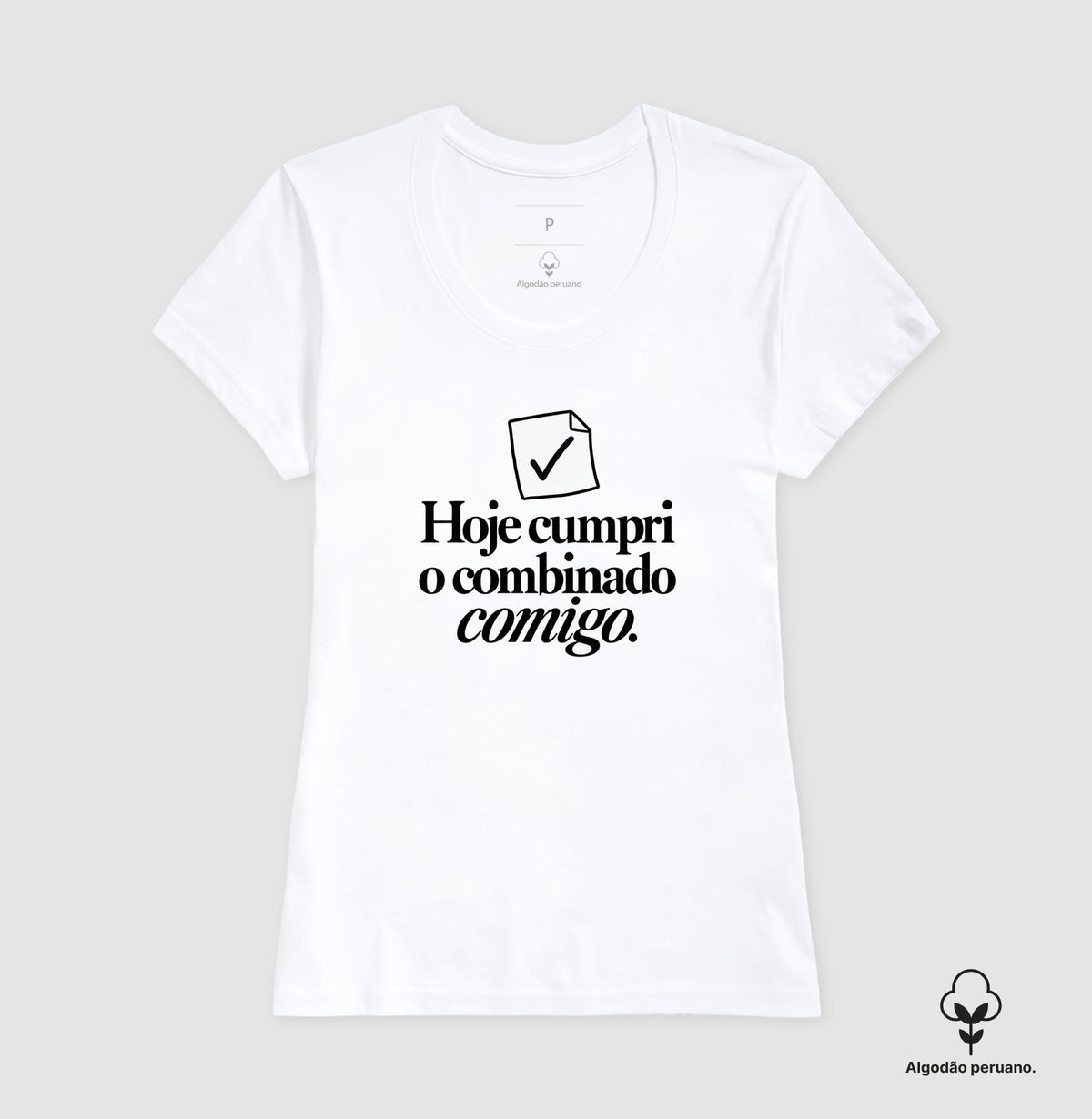 Camiseta Algodão Peruano - Pequeno Plano Cumprido — Branca — Feminino