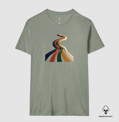 Camiseta Algodão Peruano - Quilômetros Compartilhados, Masculino, Verde Oliva