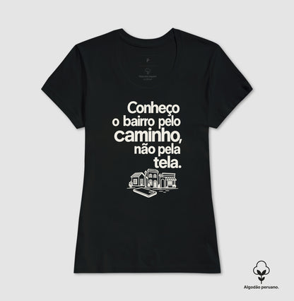 Camiseta Algodão Peruano - Caminho Sem Tela, Feminino, Preta