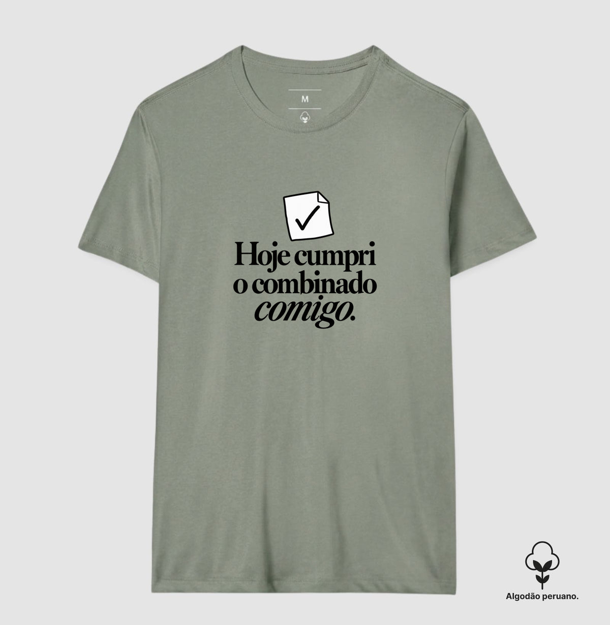 Camiseta Algodão Peruano - Pequeno Plano Cumprido — Verde Oliva — Masculino