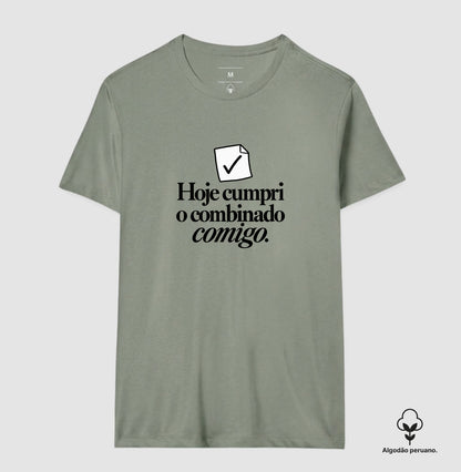Camiseta Algodão Peruano - Pequeno Plano Cumprido — Verde Oliva — Masculino