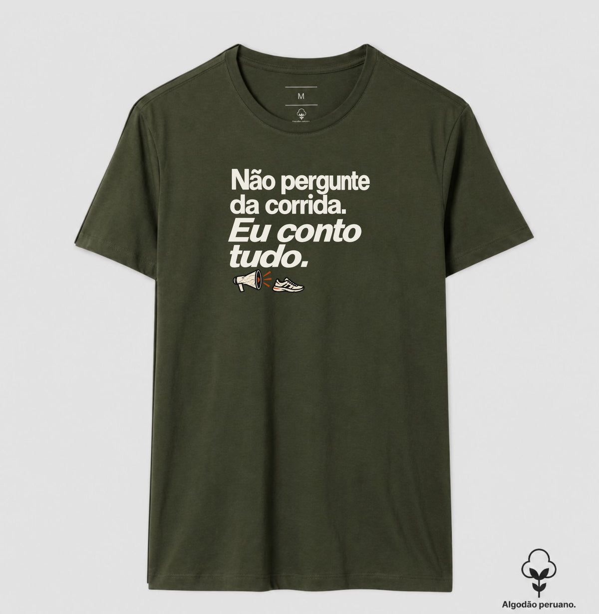 Camiseta Algodão Peruano - Cheguei no Assunto, Masculino, Verde Musgo