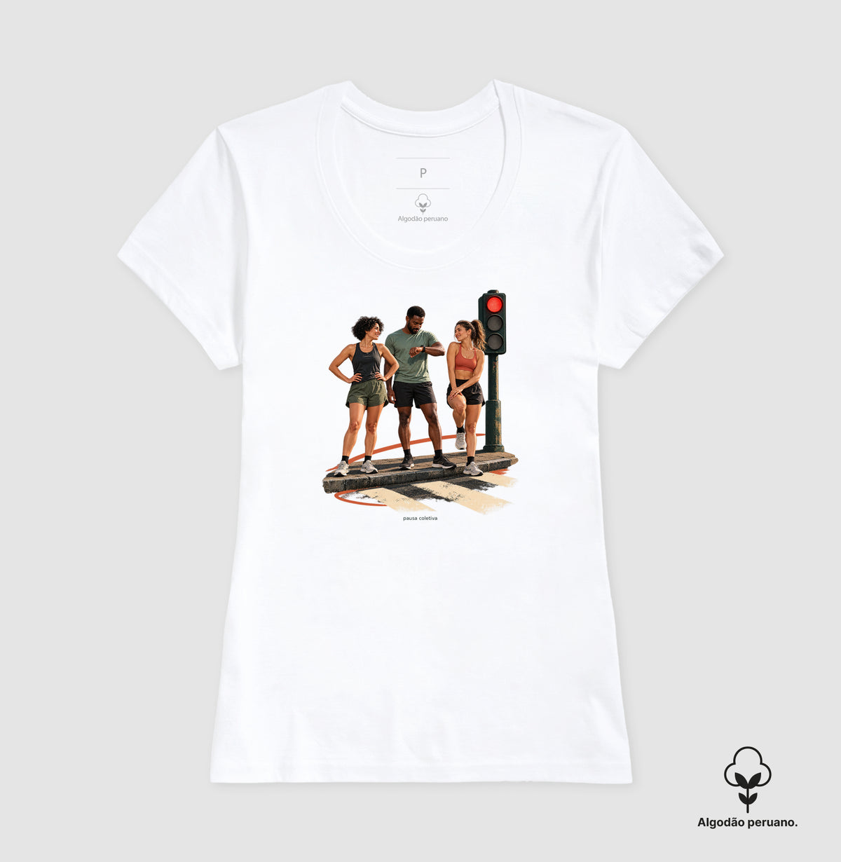 Camiseta Algodão Peruano - Semáforo Vermelho