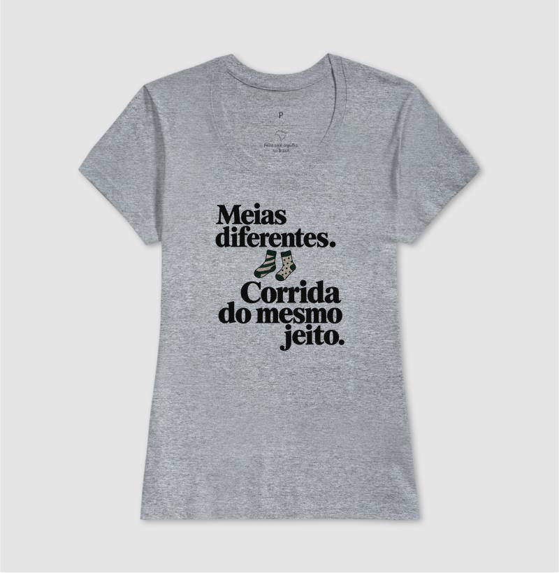 Camiseta Unissex - Par Diferente, Feminino, Cinza