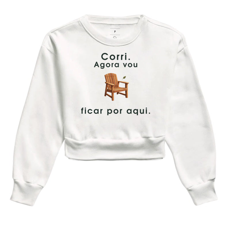 Moletom Cropped - Ficar por Aqui, Branca