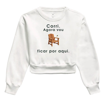Moletom Cropped - Ficar por Aqui, Branca