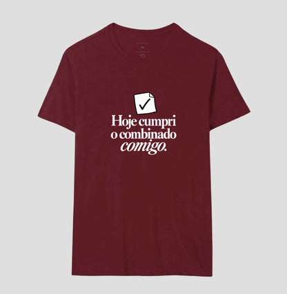 Camiseta Unissex - Pequeno Plano Cumprido — Bordeaux — Masculino