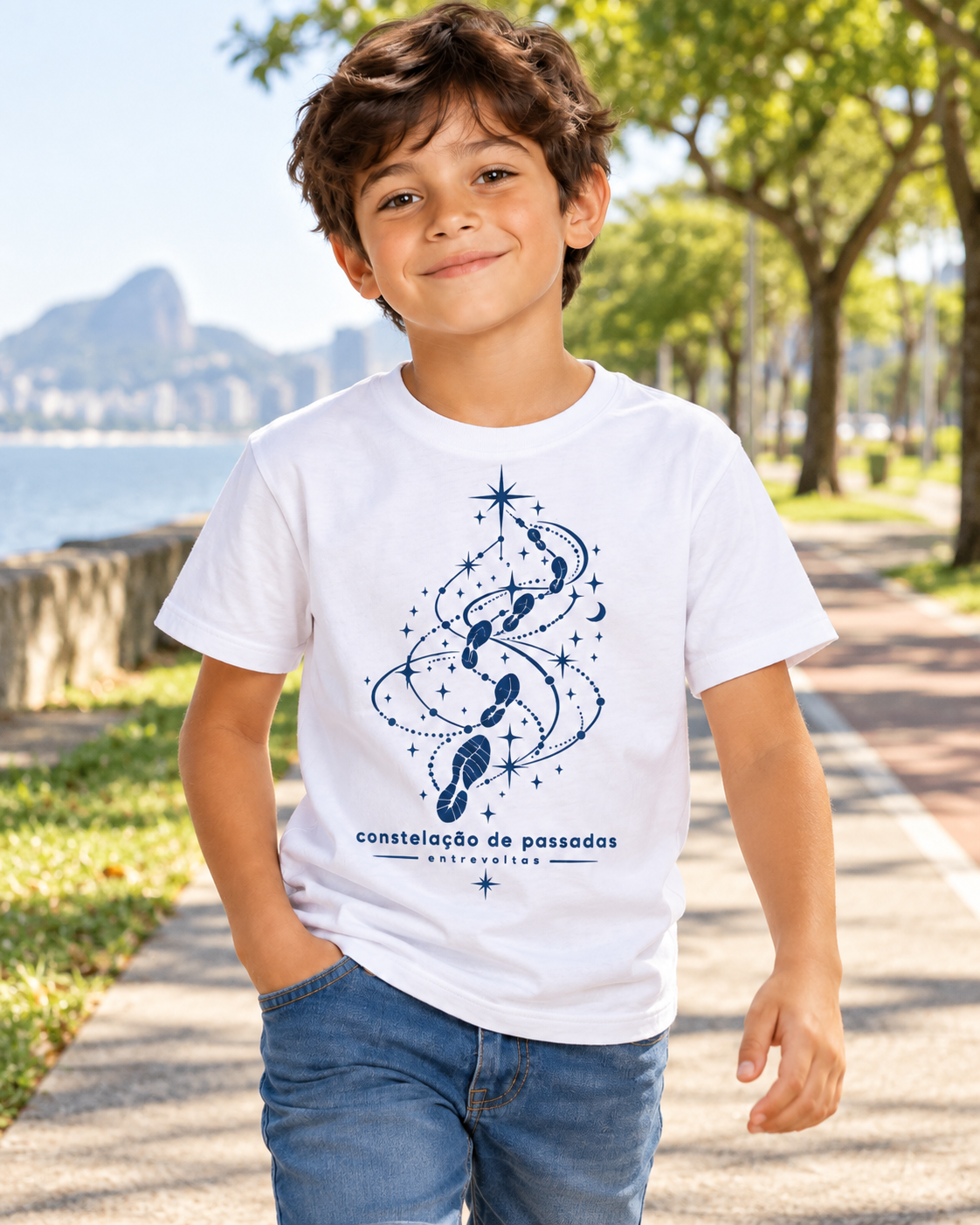 Camiseta infantil - Constelação de passadas